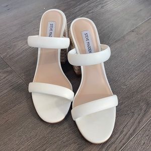 White healed sandals